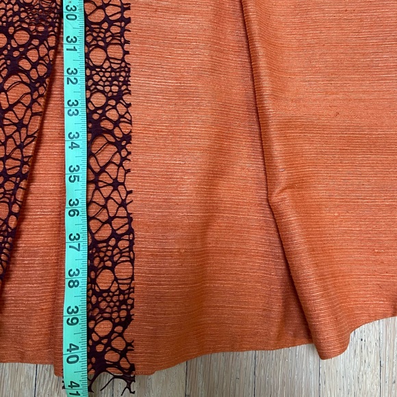 RARE Vintage Akris Punto silk orange knee-length pleated flared dress lace - Picture 10 of 12